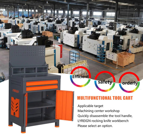 Heavy Duty CNC Tool Organizer Cart With Door Pro Shop Grade Workbench Storage For Machining Centers And Warehouses Keep Cutting Tools Bits And Accessories Neat And Ready in workshop environment
