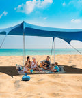 Family under Beach Sun Shelter Canopy Tent 11x14 Ft With 22mm Thick Aluminum Poles Windproof Eight Panel Design by ocean