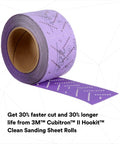Beast Fast Cutting Auto Sanding Roll With Pro Grade Multi Hole Dust Extraction, 70 mm By 12 M, 220 Plus Grit, roll side view