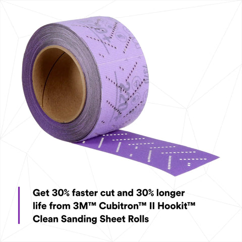 Beast Fast Cutting Auto Sanding Roll With Pro Grade Multi Hole Dust Extraction, 70 mm By 12 M, 220 Plus Grit, roll side view