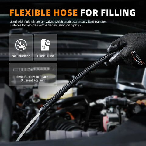 Flexible hose for the Four Uncles 3L Pneumatic Transmission Fluid Pump, ideal for easy fluid filling in vehicles.
