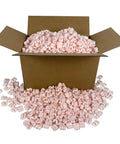 Pink Packing Peanuts For Shipping And Moving, 14 Cubic Feet Antistatic Void Fill Cushioning Supplies in a cardboard box.