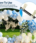 Heavy Duty Balloon Arch Clips In Pack Of Ten Beige Spring Towel Clips Fit 3.5 Inch Backdrop Stand holding blue balloons outdoors