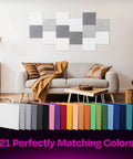 High Density Acoustic Wall Panels 12 Pack Sound Dampening 12 X 12 Inch Soundproof Tiles in modern living room setting.
