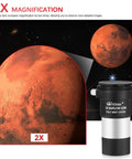 2x Barlow lens from 1.25 Inch Telescope Eyepiece Kit With 6mm 12.5mm And 32mm Plossl Lenses, T2 Camera Connector showcased with Mars
