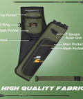 Dope Hip Quiver For Arrows With 3 Tube Holder And Slim Side Pockets, Waist Belt, D Loop Ring And Ruler Slot, Army Green Archery Gear