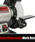 Badass 1/2 Horsepower Dual Speed Bench Grinder Buffer Combo with angle adjustable work rest and control panel.
