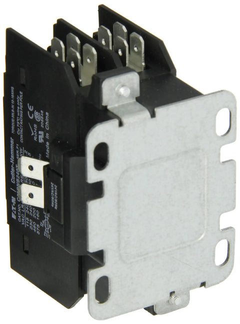 Side view of C25BNB240T Compact Definite Purpose Contactor with 40A inductive rating, 2 poles, 24V AC coil