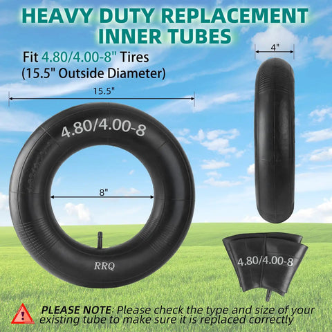 Heavy duty Two Pack 4.80 4.00 8 Inner Tubes With TR13 Straight Valve Stem for 15.5 inch tires, fit lawn equipment and carts