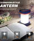 Two Pack Folding Solar Lantern Flashlights Kit Mini Collapsible USB Rechargeable Waterproof Hanging Lights For Camping Outdoor Adventures Be A Beast In The Dark During Hurricanes And Power Outages Indoor Outdoor Use shown as light source on table with book and rope