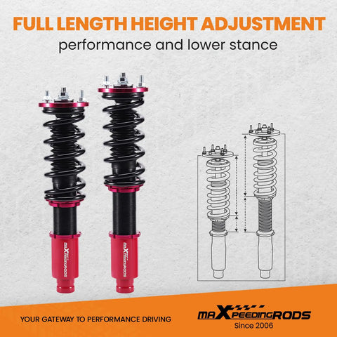 Coilovers For Honda Accord 1990-1997 Dx Ex Lx CB7 CD5 CD7 And Acura CL 1997-1999 Height Adjustable Suspension Struts With Preset Damping