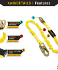 RATTLER Internal Shock Absorber Single Leg 6ft Safety Lanyard With Snap Hooks For Fall Arrest OSHA ANSI Certified Construction Roofing Arborist Gear You Can Depend On Built Tough with steel snap hooks and polyester webbing.