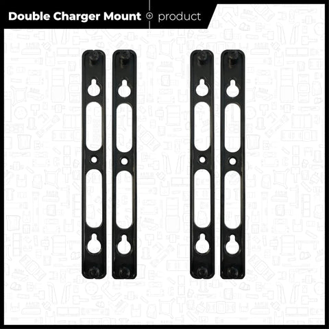 Dual Charger Wall Mount For Makita DC18RC Double Chargers 2 Pack Heavy Duty Charger Holder Bracket UK Made - Front View