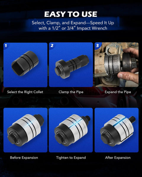 Orion Motor Tech exhaust pipe expander kit with storage case; expands exhaust pipe from 1-5/8 in to 4-1/4 in
