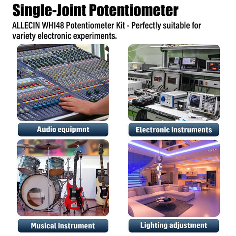 Audio equipment, electronic and musical instruments, lighting adjustment using potentiometer kit with 15mm shaft and knobs