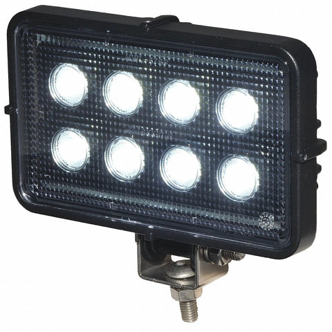 8 LED Rectangular Flood Beam Work Light for Cars, Trucks, ATVs, 2,150 Lumens, Multi-Voltage, Aluminum Housing and Stainless Bracket