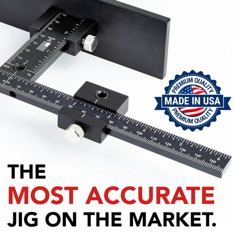 Cabinet Hardware Jig With Patent Pending True Calibration And Laser Engraved Rulers For Most Accurate Knob And Pull Placement