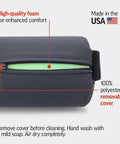 Get The Original McKenzie Early Compliance Lumbar Roll, A Smaller Ergonomic Back Support Pillow With Strap For Proper Spine Alignment showing removable cover and high-quality foam.