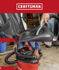 2-1/2 Inch Muffler Diffuser For Wet Dry Vac Attachment demonstrating use in car seat and garage job site