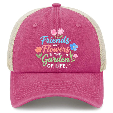 Womens Vintage Summer Trucker Cap With Adjustable Buckle Garden Themed Cool Hat For Everyday Wear Ideal For Running Hiking Walking Cycling And Outdoor Activities featuring a floral print and quote.