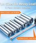 Beefy Conveyor Roller Set One And A Half Inch Dia By Ten Inch Length With Galvanized End For Roller Conveyor Systems, 201 Stainless Steel Rollers Support 40 220 Lbs, Low Noise, Minimal Vibration, Perfect For Garages And Warehouses.