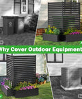 No-Dig Metal Patio Privacy Fence Screen With Planter Box For Outdoors, 73.8 In H By 45.3 In W, Rustproof Air Conditioner Fence Enclosure, Easy Tool-Free Setup