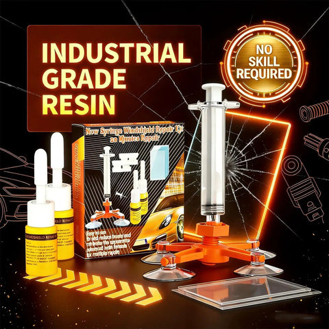 Upgraded Windshield Repair Kit For Chips And Cracks With Nano Resin And High Pressure Injection, Quick At Home Fix, package contents