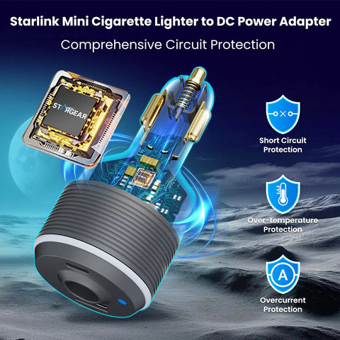 Starlink Mini Automotive Adapter With Three In One Build Featuring Dual Usb C Ports And Ten Foot Dc Power Cord delivers comprehensive circuit protection.