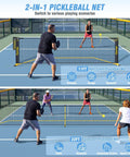 Portable Pickleball Net For Driveway 22 Foot Regulation Size Or 11 Foot Half Court Size With Ball Collector 2 In 1 Net With Carry Bag
