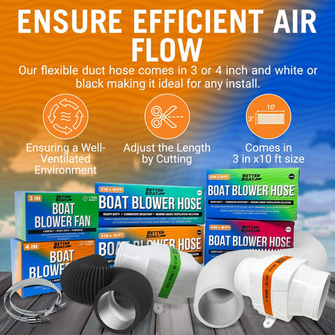 3 Inch Marine Exhaust Hose 10 Ft Flexible PVC Duct For Bilge Engine Compartment Galley Head Or Dryer Venting Durable Boat Vent Hose For Easy Air Flow And Safe Exhaust