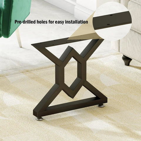 Black 28 Inch Metal Table Legs Heavy Duty DIY Industrial Desk And Dining Table Supports With Floor Protectors Rust Proof