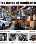 No Sweat Heavy Duty Folding Hydraulic Engine Hoist And Cherry Picker Shop Crane With Adjustable Leveler For Smooth Two Ton Lifting And Quick Engine Work in automotive repair shops and warehouses.