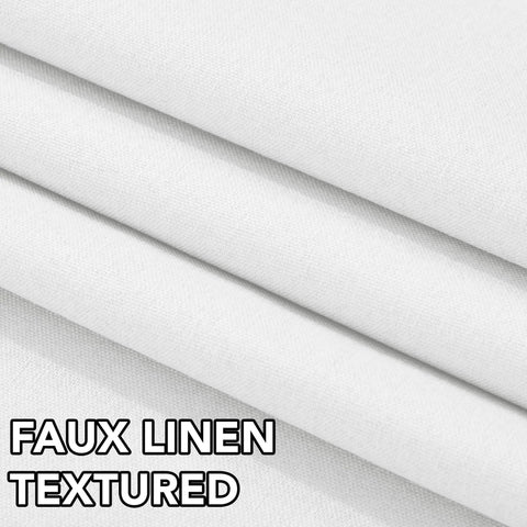 Close-up of light grey faux linen fabric texture for Light Grey Faux Linen Blackout Curtains Tab Top Pack Of 2 52 Inch W By 63 Inch L Room Darkening Thermal Drapes For Bedroom And Living Room No More Bleary Mornings Ultra Lightweight Curtains That Glide Easy For Quick Install And Smooth Draping
