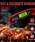 Instant Read Digital Meat Thermometer With Backlight Waterproof Ultra Fast One To Two Second Temperature Readings grilling steak