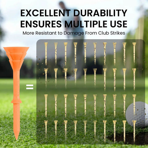 Unbreakable Plastic Golf Tees Three And One Quarter Inch 30 Pack with Pouch Durable Stable Long 83 mm Tees multicolor