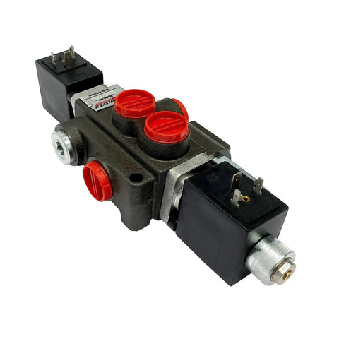 Built Tough Durable Cast Iron Monoblock Hydraulic Control Valve With 1 Spool 13 GPM Flow 3625 PSI SAE Ports 12V DC Solenoid Operated