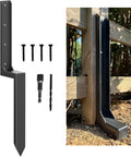 Heavy Duty Fence Post Repair Kit For 4X4 And 6X6 Wood Posts Thick 11 Gauge Steel Anchor Stake Galvanized For Durability Quick Stabilization To Fix Leaning Or Broken Posts Ideal For Fences Garden Stakes And Plant Supports 1 Pack displaying parts and installed on wood post