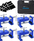 Heavy Duty Cabinet Clamps 4 Pack With Built In Drill Guide And EVA Protection, Cast Steel Construction, Face Frame Alignment Tool For Quick Cabinet Installs And Woodworking Projects, Blue.