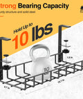Under Desk Cable Management Tray No Drill Clamp System 1 Pack Black with 10 lbs load capacity on display, C clamp mount.