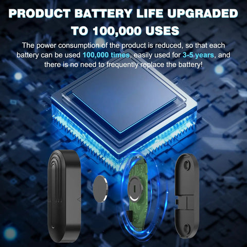 Wireless Door Chime Alarm When Door Opens For Kids Safety At Home Or Business, No Hassle Install Toddler Exit Alert, Elderly Dementia Care, Reliable Home Security System For Doors, battery chip illustration