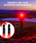 Hiker using Red LED Flashlight With One Mode For Night Observation Astronomy And Aviation Two Pack Red Light Torch at sunset