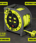 40 Ft Retractable Extension Cord Reel with 4 Grounded Outlets, Safety Overload Circuit Breaker, Power Switch, 14AWG Cable
