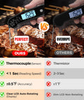 Comparison of Ultra Fast Pro Grade Meat Thermometer With Thermocouple Sensor Instant Read In Under 1 Second And Half Degree Fahrenheit