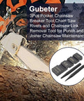 Lumberjack in forest using chainsaw with inset of Three Piece Pocket Chainsaw Breaker Tool Set For Quick Chain Repair And Link Removal Rivets Included Easy Punch And Joiner Kit For Chainsaw Maintenance Field And Home Workshop Ready