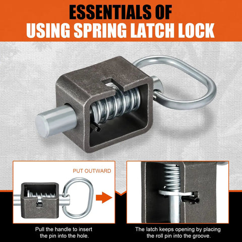 Bulletproof Spring Latch Lock For Utility Truck Trailers Weld On Heavy Duty Steel Assembly Universal Fit showing latch mechanism.