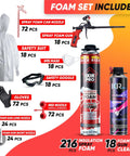 Top Shelf Spray Foam Insulation Kit With Heavy Duty Expanding Sealant To Plug Drafts Fast And Slash Energy Bills includes safety suit, spray foam gun, gloves.