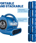 Stacked Storm 25 One Quarter HP 900 CFM Air Mover Blower For Water Damage Restoration And Carpet Drying Floor Home Use