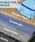 Grab These Top Shelf Microfiber Mop Refills For A Badass Clean Every Time Heavy Duty 400Gsm thick mop shown on various floor types.