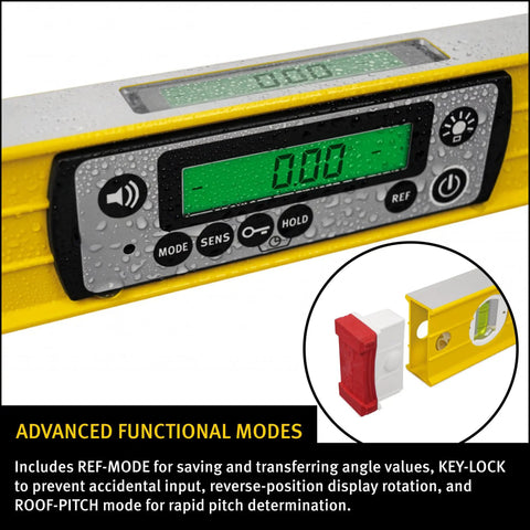 High Performance Digital Spirit Level With Crisp Illuminated Dual Screens And Beefy 48 Inch Hardcore Jobsite Beast Offering Solid IP67 Waterproof Dustproof Measurements For Every Crew