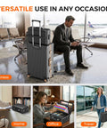 Go To Fireproof Document Box With Lock Built Like A Tank Safe For Home Use shown on top of luggage in airport setting
